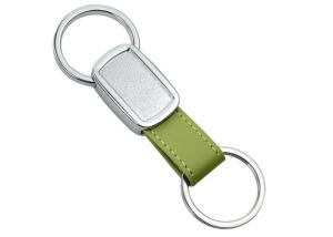 China Epoxy Doming Personalized Leather Key Chains 10mm Debossed Tape Metal Keyring factory