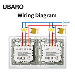 157 Type 8gng White Black Smart Light Switch Glassy Remote Control Wifi Switch