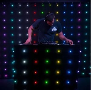 China DJ Booth Backdrop RGB Twinkling Party Cloth LED starlit Curtain for Nightclub Stage factory