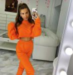 Casual 2 Piece Sweatpants Set Womens Women Cropped Hoodie Jogger Set