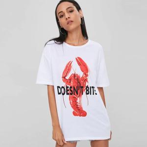 China 2018 Summer White Short Sleeve Printed Cotton Women T Shirt factory