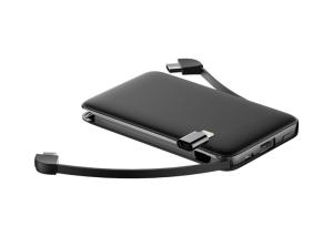 China Plastic Material Portable Power Banks Li Polymer Battery 10000mAh With Built In Cable factory