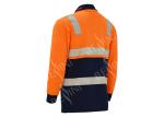 65% Polyester 35% Cotton Mens Work Polo Shirts / Long Sleeve Workwear Orange