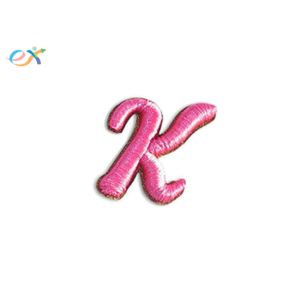 Custom Polyester K Alphabet Iron On Embroidery Patches Red Letter SC Patches