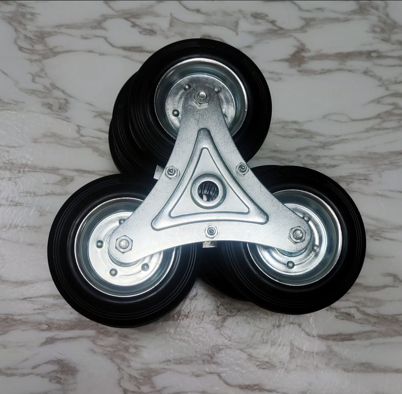 125mm Black Rubber Stair Climbing Wheel with Roller Bearing