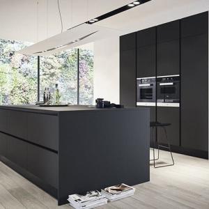 China Luxury Designs Black Melamine Kitchen Cabinets Modern Kitchen Furniture Cabinet Sets For Home factory