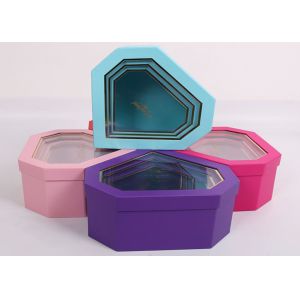 China Diamond Shaped Nested Stackable Cardboard Boxes With Clear PET Window factory