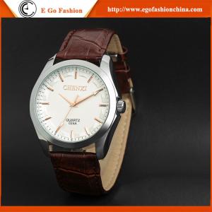 China 024A Couple Watches Unisex Gift Wristwatch Stainless Steel Back Genuine Leather Watch Man factory
