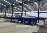 Hydraulic Ramp Flat Bed Semi Trailer 3 Axles Flatbed Tractor Trailer