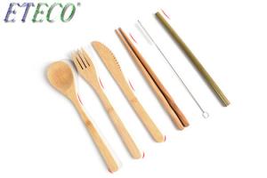 China Outdoor portable bamboo tableware set knife fork spoon environmental protection folding tableware factory