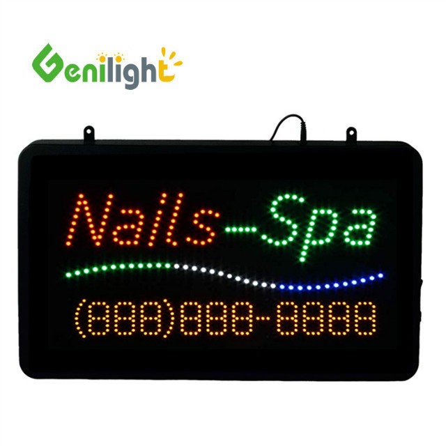 DC12v Genilight Indoor 22*13inch Attractive Advertising LED Nails Spa with Phone Number Sign