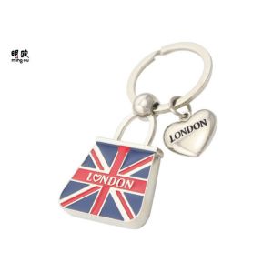 China UK Style Design Metal Key Ring , Durable Engraved Metal Keychains With Flag Design on sale