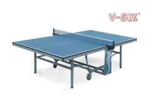 China Double Fold Away Table Tennis Tables , Indoor Foldable Tennis Table Movable With Wheels factory
