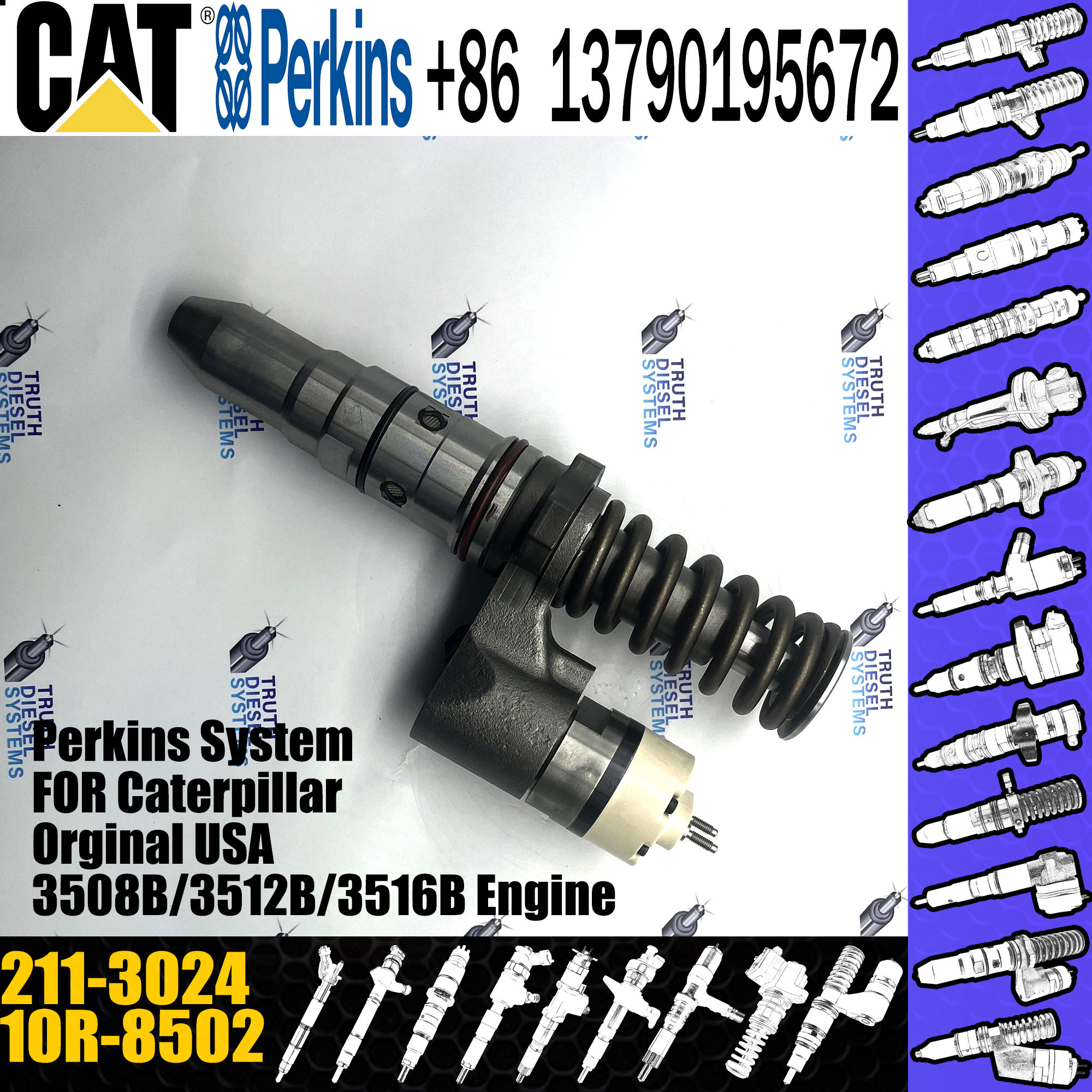 Wheel Loader 834G 836G 988G Diesel Fuel Injector 2113025 2113024 10R8502 EX630958 10R-8502 211-3025 211-3024 FOR 3512B E