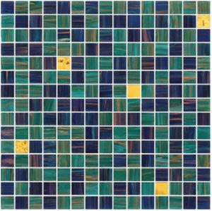 China Garden green color with gold line glass mosaic mix pattern paper and mesh factory