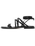 Black Satin 9.5inch Leather Ankle Strap Sandals Open Toe Customized
