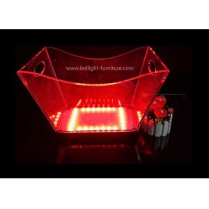 China Customized Acrylic Transparent LED Ice Bucket With Colorful Light And Two Handles factory