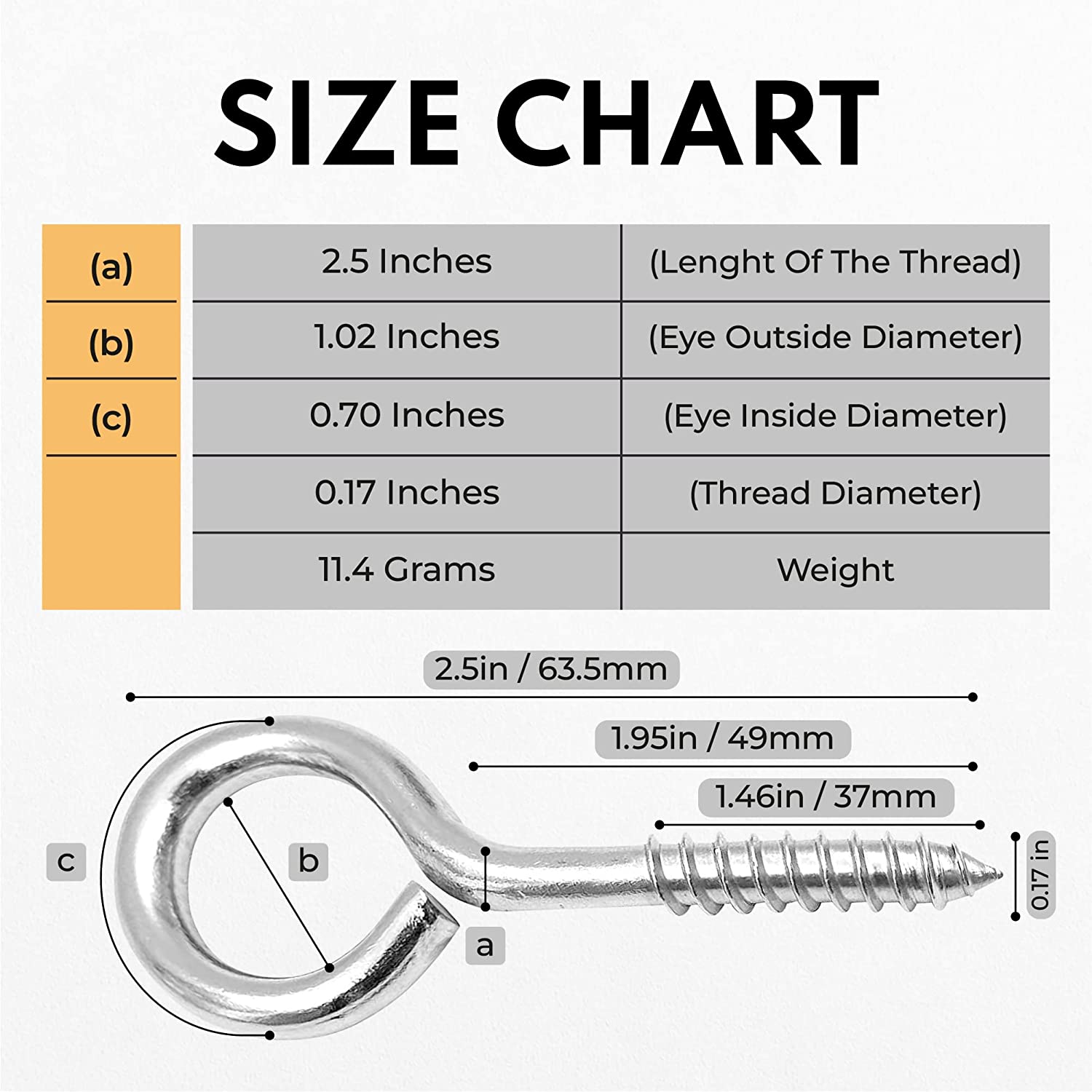 Stainless Steel Eye Screws for Wood OEM Production Authorized by 2.5 Inches