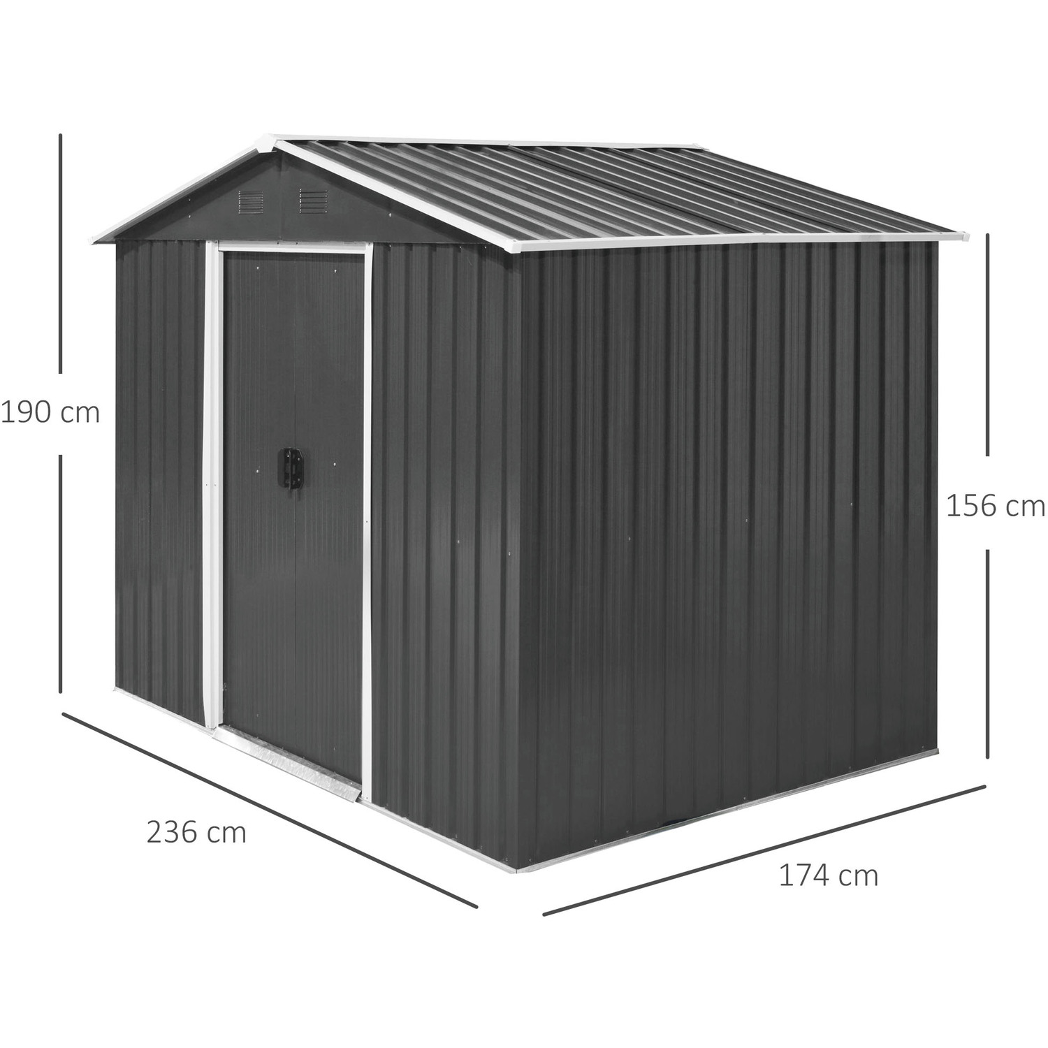 Color Steel Plate Galvanized Steel Outdoor Garden Roofed Metal Storage Shed AJUNION 8x6ft