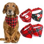 Winter Cotton Dog Bandana Red Green Puppy Christmas Bandana For Small Dog