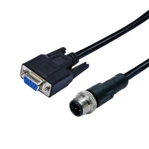 China M12 Male A Coding Straight Molding Waterproof Connector To D-Sub Female 9 Pins Connector Cable factory