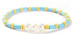 6mm Shell Pearl And Bead Bracelet Bohemian Style 18.5cm strechy adjustable size