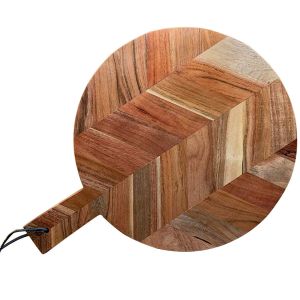 China Kitchen Acacia Wood Round Cutting Board With Handle on sale