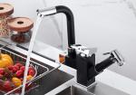 Siliver Black Household Pull Out 360° Pressurized Sprayer Sink Faucet