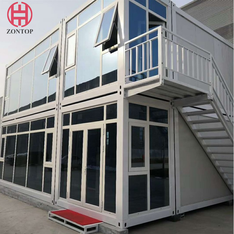 Zontop portable easy assemble glass curtain office prefabricated houses shipping container prefab steel homes