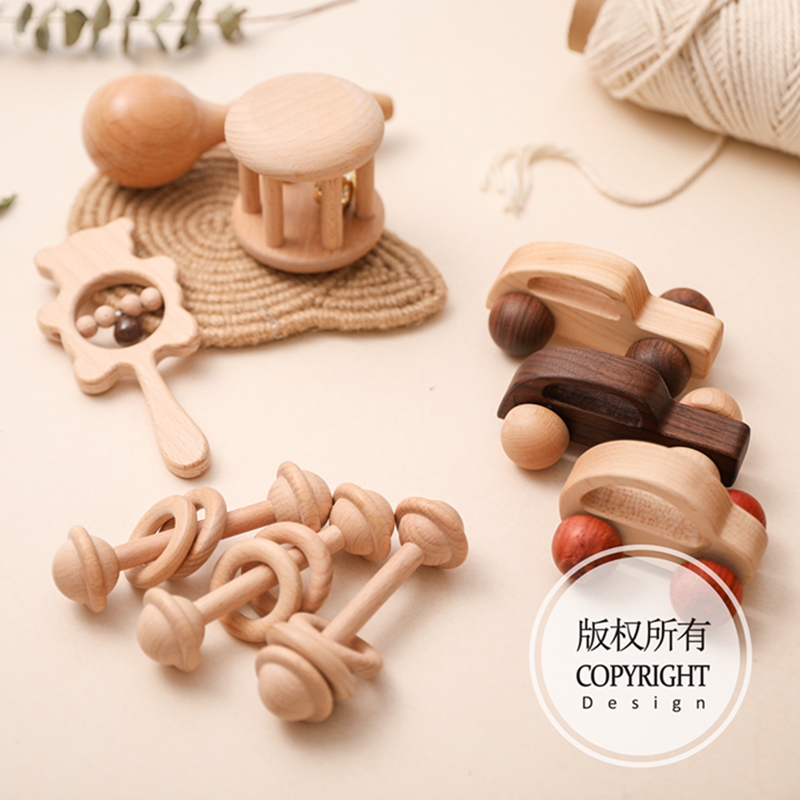 9/Style Baby Building Blocks Toy Maple Car Mahogany Classic Car Black Walnut Gift Toy Beech Wood Car Educational Montess
