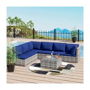 China Modern Design PE Rattan Outdoor Furniture Set for Garden Wicker Weave Sectional Sofa Set factory