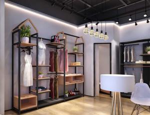 China Freestanding Clothing Display Racks Clothing Store Displays Metal / MDF Material factory