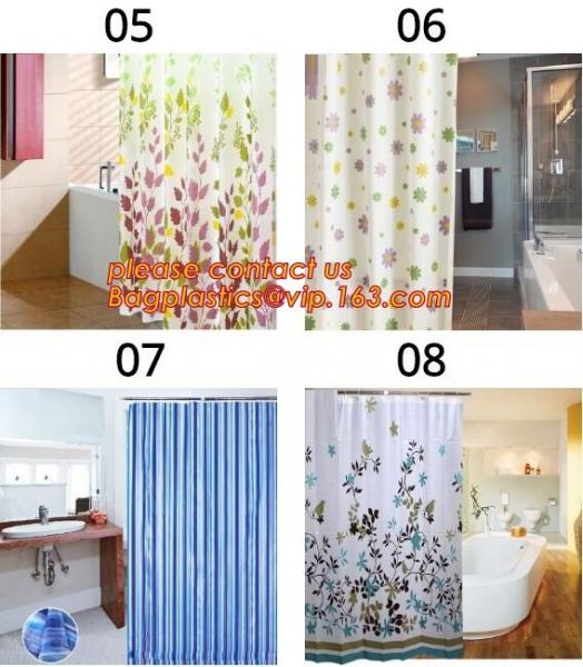 PEVA Bathroom hooks shower curtain, PEVA Shower Curtain Disposable Bath Curtain, shower curtain For Hotel Bathroom packa