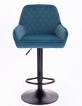 Kitchen Navy Blue Fabric Bar Stools Height Adjustable Counter Bar Pub
