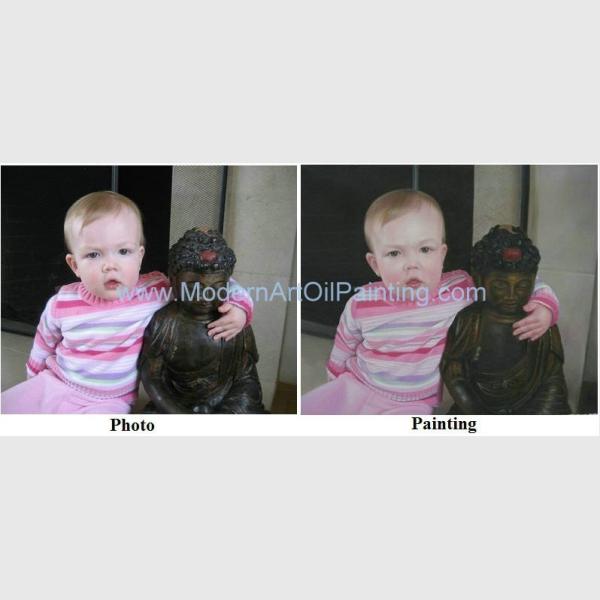 Hand Painted Children Oil Portraits Realistic People Canvas Portrait Oil