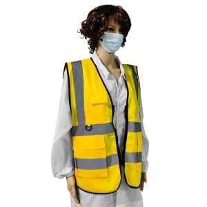 Yellow Flashing Safety High Visibility Vests With Reflective Tapes
