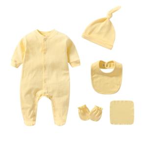 China wholesale new born Infant baby baby clothes 5pcs romper pants bib sock Newborn Baby Outfit Gift Set factory