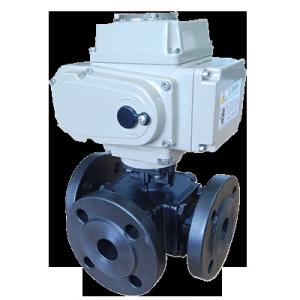 China Electric Cast Steel Three-Way Ball Valve Three-Way Configuration for Complex Flow Control factory