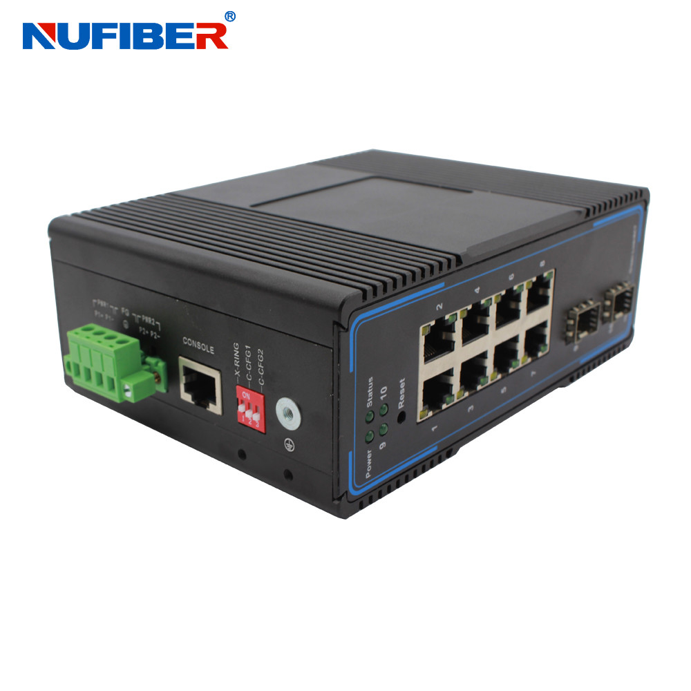 10/100/1000M Managed Industrial SFP Switch 8 UTP Port SNMP / Telnet / WEB Managed DIN-rail Type IP40