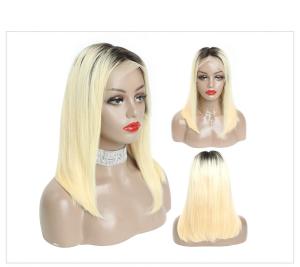 China 180 Density Straight 1B Lace Frontal Bob Wigs / 100% Peruvian Human Hair factory