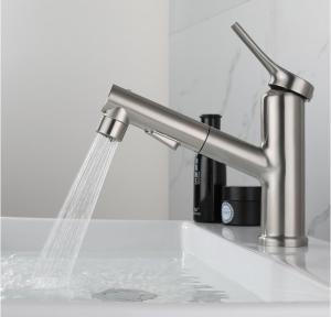 China SUS304 Stainless Steel Pull-Out Single Hole Single Handle Basin Mixer In Matte Black SN factory