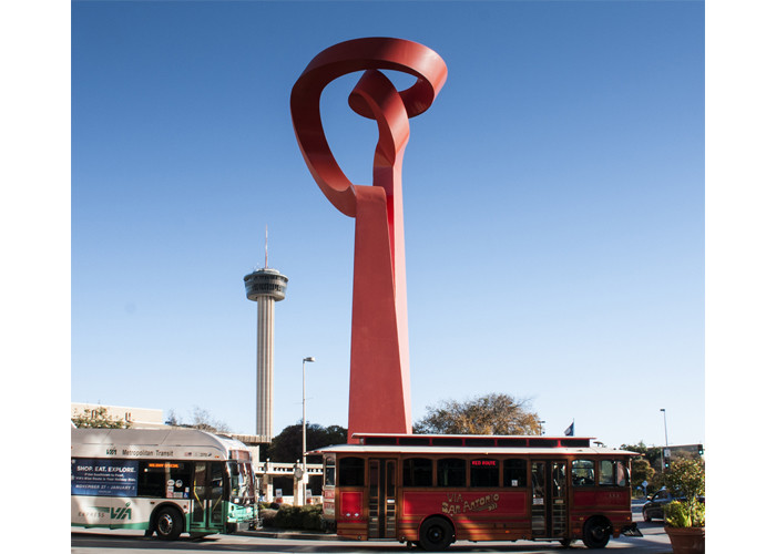 Red Large Art Urban Landscape Stainless Steel Art Sculptures Red Painted
