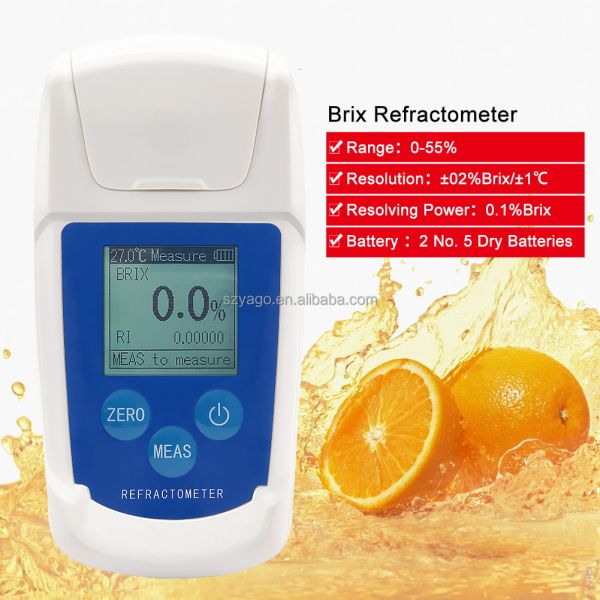 Digital Brix Refractometer with 0-55% Measurement Range Compact Size 120mm*58.5mm*30mm and ±0.1%Brix Resolving Power