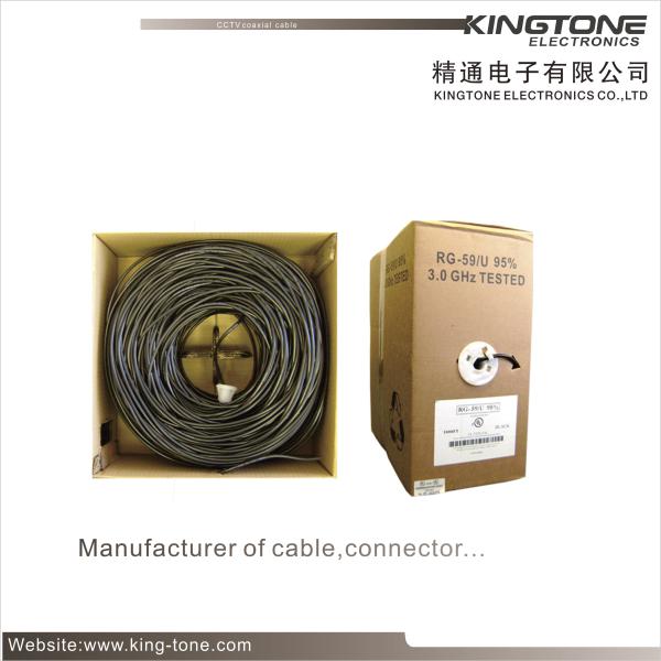 VR-90P Solid PE RG59 CCTV Coaxial Cable , 22 AWG BC with 2 × 0.75mm2 CCA Power