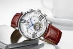 Brown Genuine Leather Luxury White Dial Automatic Movement Mens Waterproof