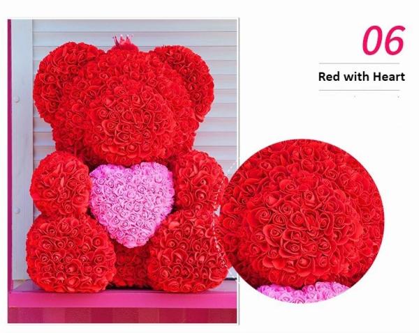 Wholesale High Quality Preserved Flower Rose Teddy Bear PE for Valentines Day