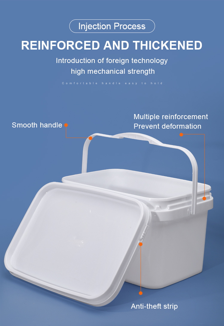 Thickened Lid Plastic Rectangle Bucket With Lid For Outdoor Fishing Camping 4 Gallon