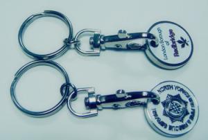 China caddy coin key chain, trolley coin keychains, coin holers factory