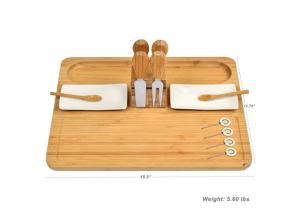 China Rectangle Shaped Bamboo Kitchen Supplies , Bamboo Cheese Tray Platter With Knife Set factory