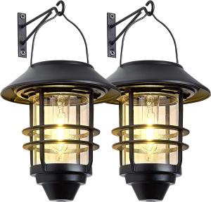 China Solar Lantern Outdoor Lights, Hanging Wireless Waterproof Lantern Lights with Wall Mount Kit for Garden Porch Fence 2 Pa factory